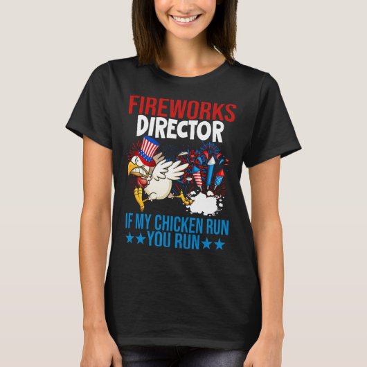 Firework Director Happy 4th Of July American Flag T-shirt (Voorkant)