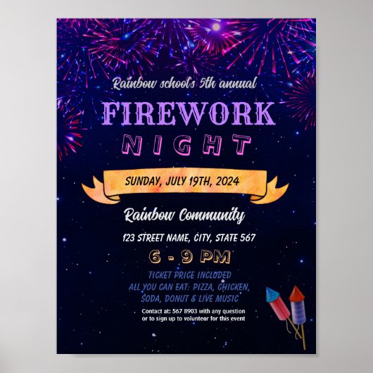 Firework Night Event Flyer poster (Voorkant)