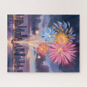Firework Show | New Year’s Eve Watercolor Legpuzzel (Horizontaal)