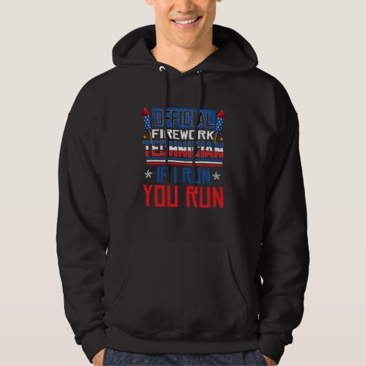 Firework Technician 4th Of July American Flag Hoodie (Voorkant)