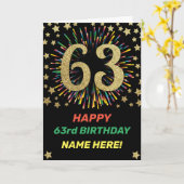 Fireworks 63rd Birthday Colorful Rainbow Greeting Kaart (Gele Bloem)