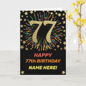 Fireworks 77th Birthday Colorful Rainbow Gold Kaart (Gele Bloem)