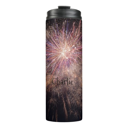 Fireworks aangepaste monogram tumbler thermosbeker (Voorkant)