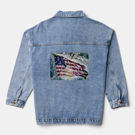 Fireworks-achtergrond Denim Jacket (Achterkant)