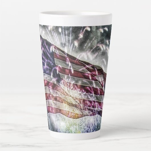 Fireworks Achtergrond II Latte Mok (Voorkant)