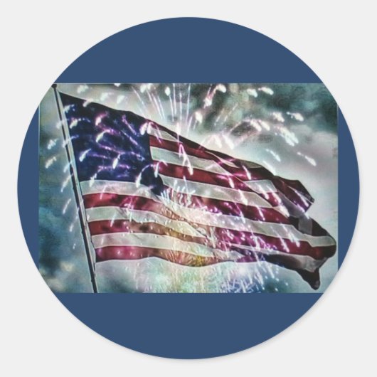 Fireworks-achtergrond Ronde Sticker (Voorkant)