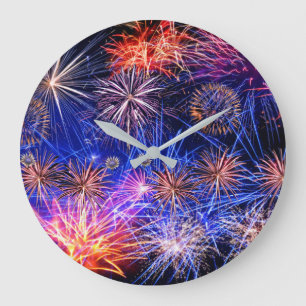 Fireworks-afbeelding voor ronde (grote) wandklok