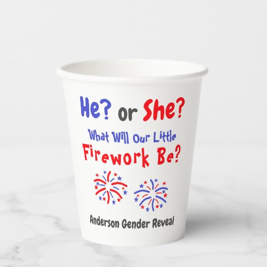 Fireworks American Gender onthulling Papieren Bekers (Voorkant)