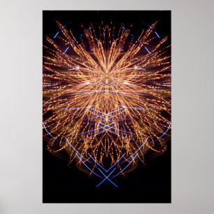Fireworks Art: Gold en Blue 2 Poster