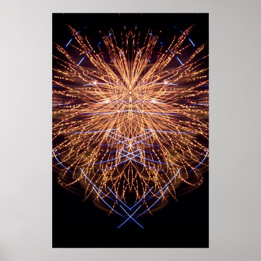 Fireworks Art: Gold en Blue 2 Poster (Voorkant)