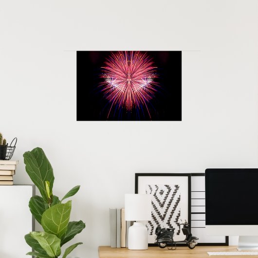 Fireworks Art: rood en wit Poster (Thuiskantoor)