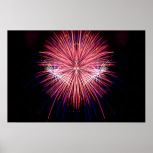 Fireworks Art: rood en wit Poster