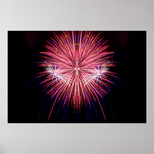 Fireworks Art: rood en wit Poster (Voorkant)