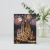 Fireworks at Barcelona La Sagrada Família Spain Briefkaart (Staand voorkant)