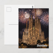 Fireworks at Barcelona La Sagrada Família Spain Briefkaart (Voorkant / Achterkant)