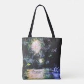 Fireworks Beach Side Boat Waterverf Ocean Custom Tote Bag (Achterkant)