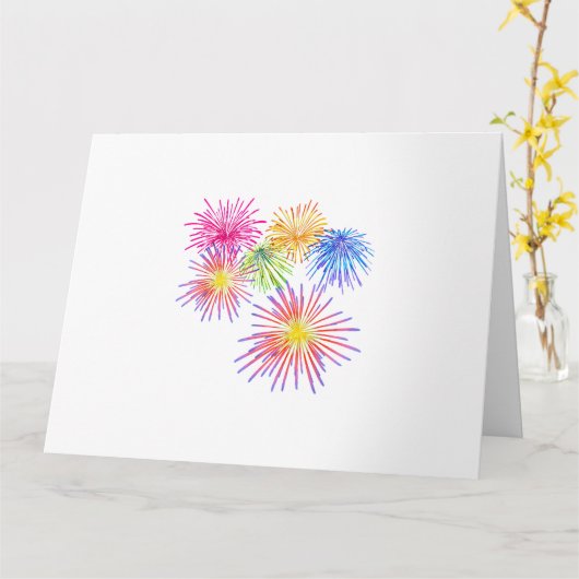 Fireworks Big Party Celebration Firecrackers Kaart (Gele Bloem)