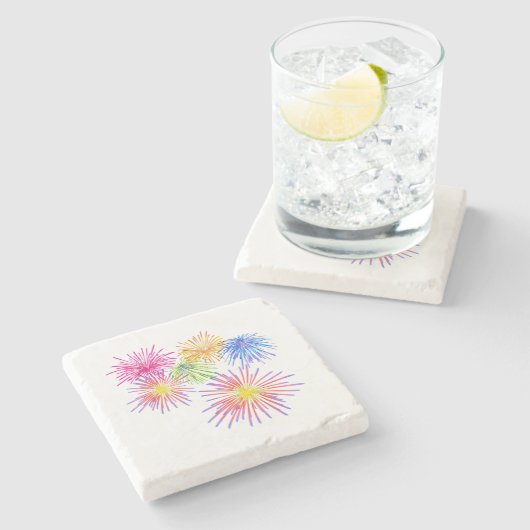 Fireworks Big Party Celebration Firecrackers Stenen Onderzetter (Zijkant)