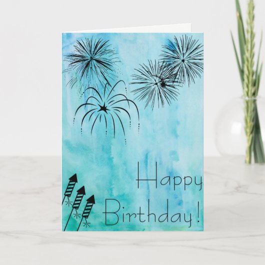 Fireworks Birthday Card - Fourth of July Kaart (Voorkant)