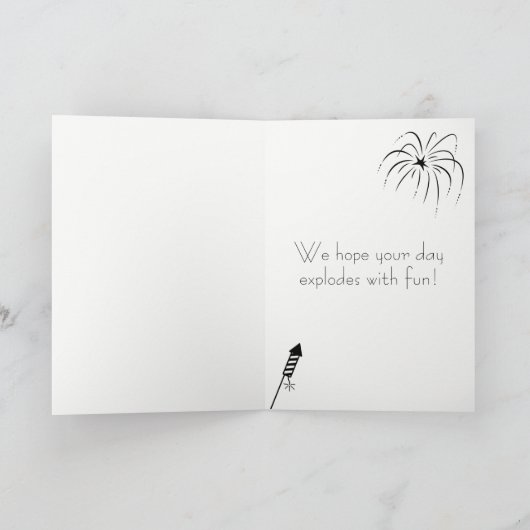 Fireworks Birthday Card - Fourth of July Kaart (Binnen)