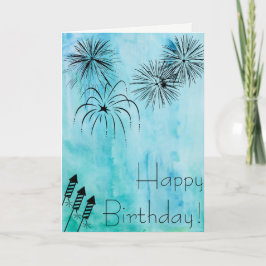Fireworks Birthday Card - Fourth of July Kaart