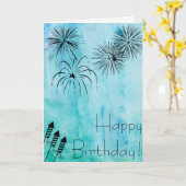 Fireworks Birthday Card - Fourth of July Kaart (Gele Bloem)