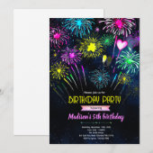 Fireworks Birthday party Invitation Kaart (Voorkant / Achterkant)