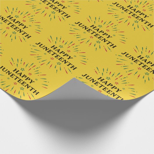 Fireworks Black Independence Day Happy Juneteenth Cadeaupapier (Hoek)