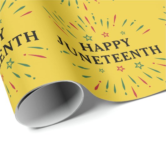 Fireworks Black Independence Day Happy Juneteenth Cadeaupapier (Rol Hoek)