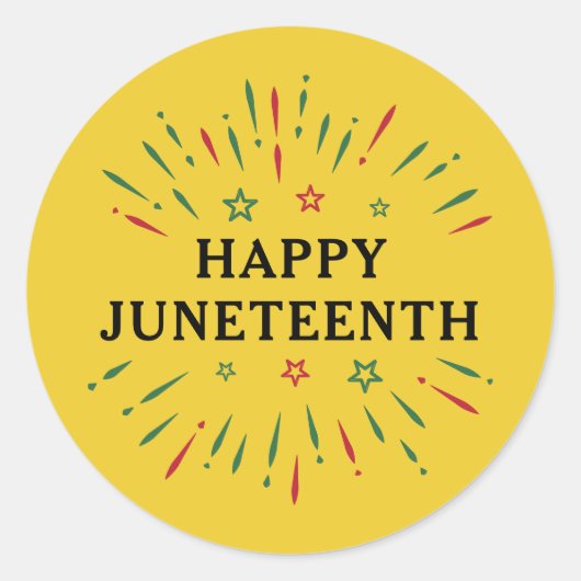 Fireworks Black Independence Day Happy Juneteenth Ronde Sticker (Voorkant)