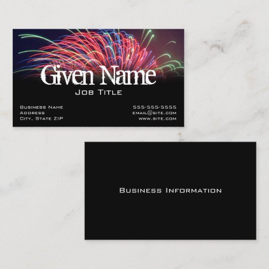 Fireworks Black Visitekaartje (Voorkant / Achterkant)