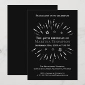 Fireworks Black White Grey 40th Birthday Party Kaart (Voorkant / Achterkant)