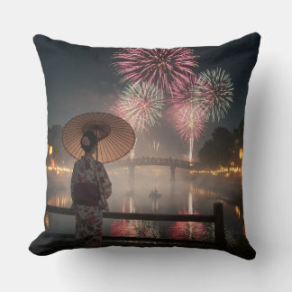 Fireworks bloom in the night sky kussen
