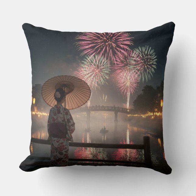 Fireworks bloom in the night sky kussen (Voorkant)