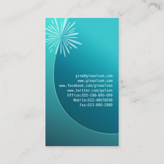Fireworks Burst Monogram Turquoise Visitekaartjes (Achterkant)