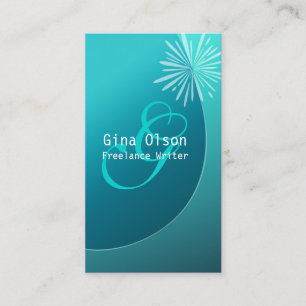 Fireworks Burst Monogram Turquoise Visitekaartjes