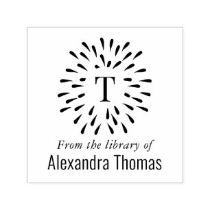 Fireworks Burst Single Initiaal #3 Bibliotheekboek Zelfinktende Stempel