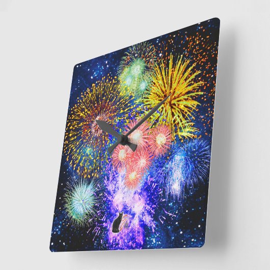 Fireworks Bursts Clock Vierkante Klok (Hoek)