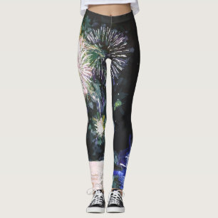 Fireworks Celebrate Boat Waterverf Ocean Leggings