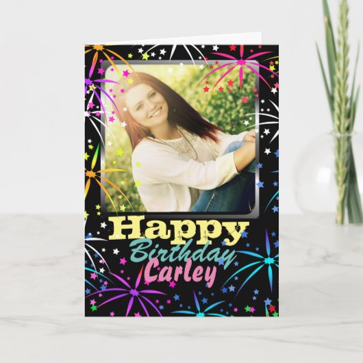 Fireworks Celebration Custom Photo Birthday Kaart (Voorkant)