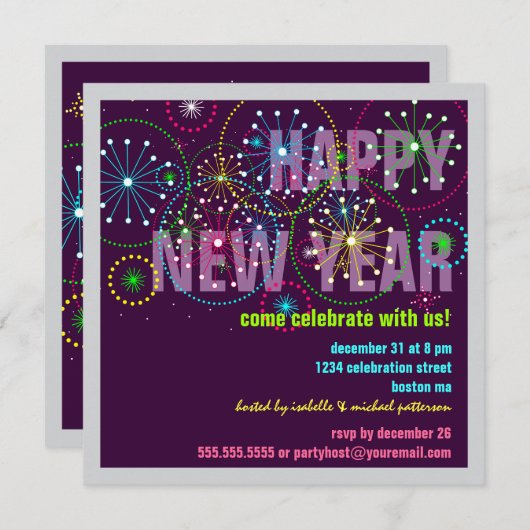 Fireworks Celebration for New Years Eve Party Kaart (Voorkant / Achterkant)