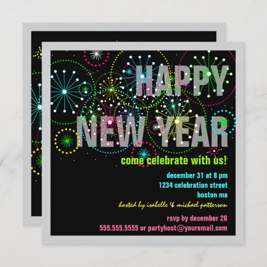 Fireworks Celebration for New Years Eve Party Kaart (Voorkant / Achterkant)