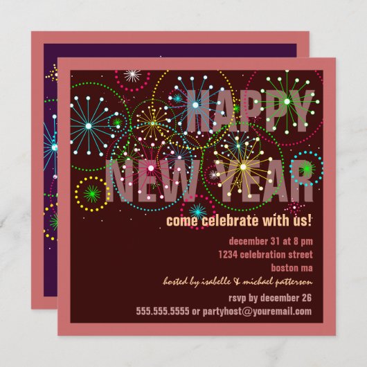 Fireworks Celebration for New Years Eve Party Kaart (Voorkant / Achterkant)