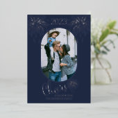 Fireworks Cheers to the New Year 2023 Photo Silver Folie Feestdagenkaart (Staand Voorkant)