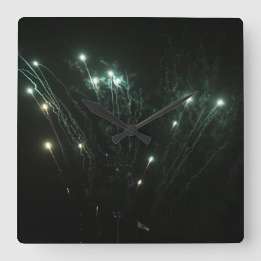 Fireworks Clock Vierkante Klok (Voorkant)