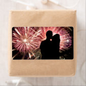 Fireworks Couple Kississer Silhouette Etiket (Insitu)
