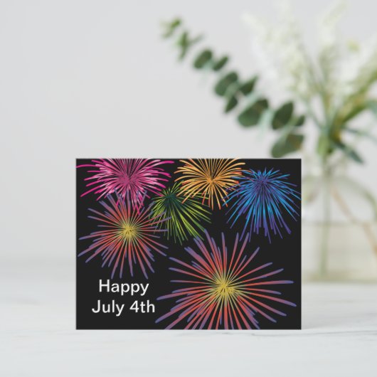 Fireworks Design July 4th Postcard Briefkaart (Staand voorkant)