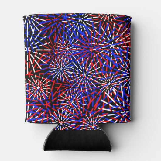 Fireworks Design voor Amerikaanse vlaggenkleuren Blikjeskoeler (Achterkant)