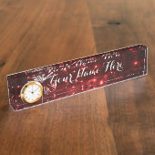 Fireworks Desk Name Bord met Clock Naambordje (Zijkant)