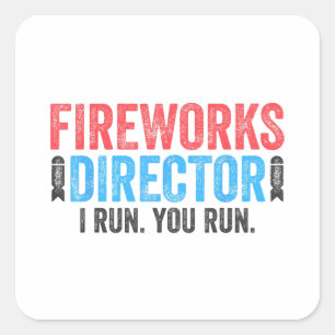 Fireworks Director T-Shirt op 4 juli Shirt Vierkante Sticker